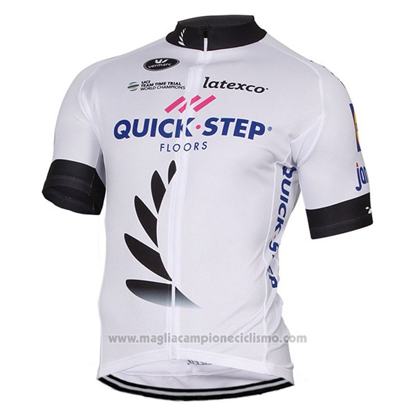2017 Abbigliamento Ciclismo Quick Step Floors Bianco Manica Corta e Salopette